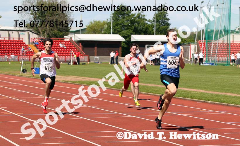 Jack Hepple (Morpeth) wins the under-20 mens 100 metres at the North Eastern Championships, Gateshead International Stadium.  Photos: David T. Hewitson/Sports for All Pics